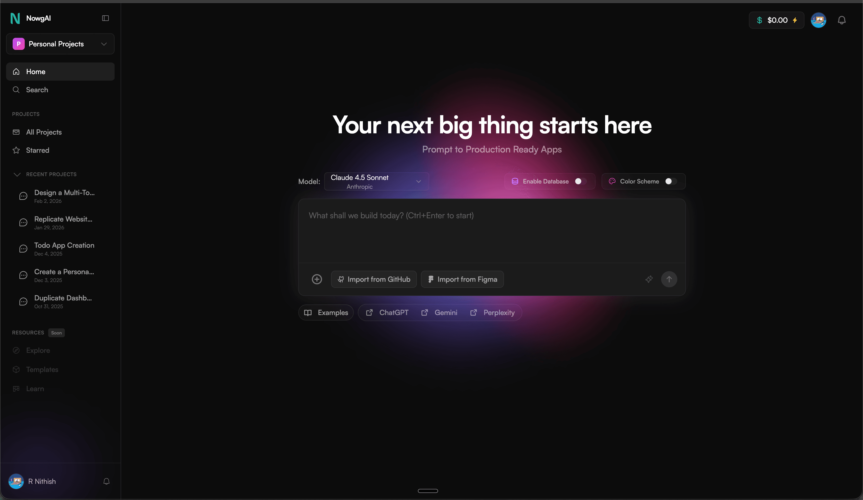 nowg.ai product interface